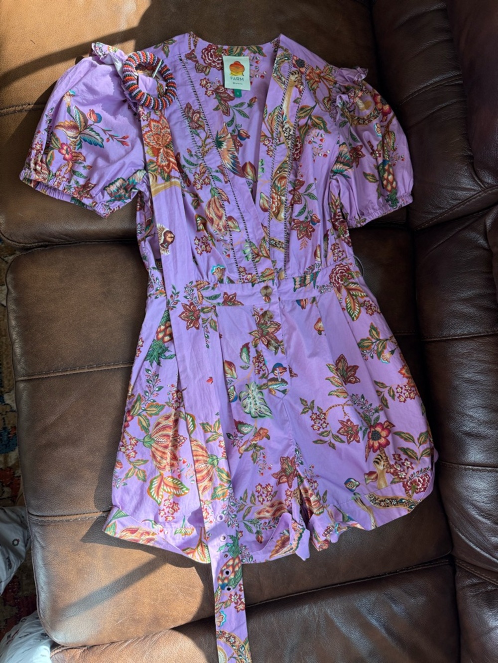 FARM Rio Lavender Floral Mini Dress - Picture 7 of 7